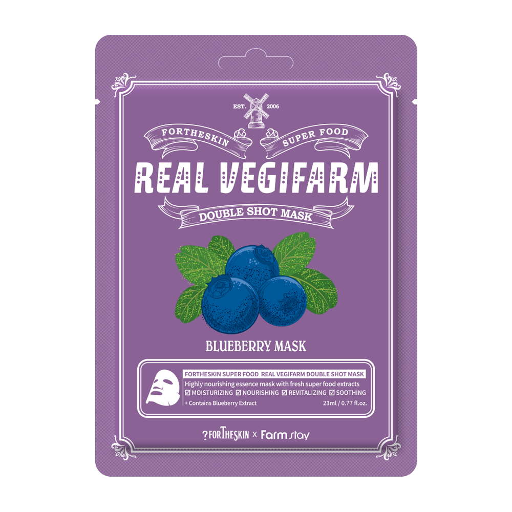 FORTHESKIN SUPER FOOD REAL VEGIFARM DOUBLE SHOT MASK-Blueberry