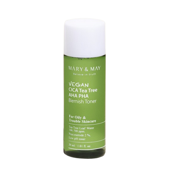 Mary&May Vegan Cica Tea Tree AHA PHA Blemish Toner 30ml MINI