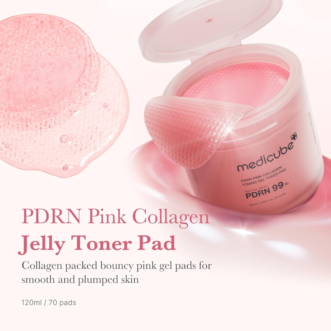 MediCube PDRN Pink Collagen Toning Gel Toner Pad 70pcs 120ml