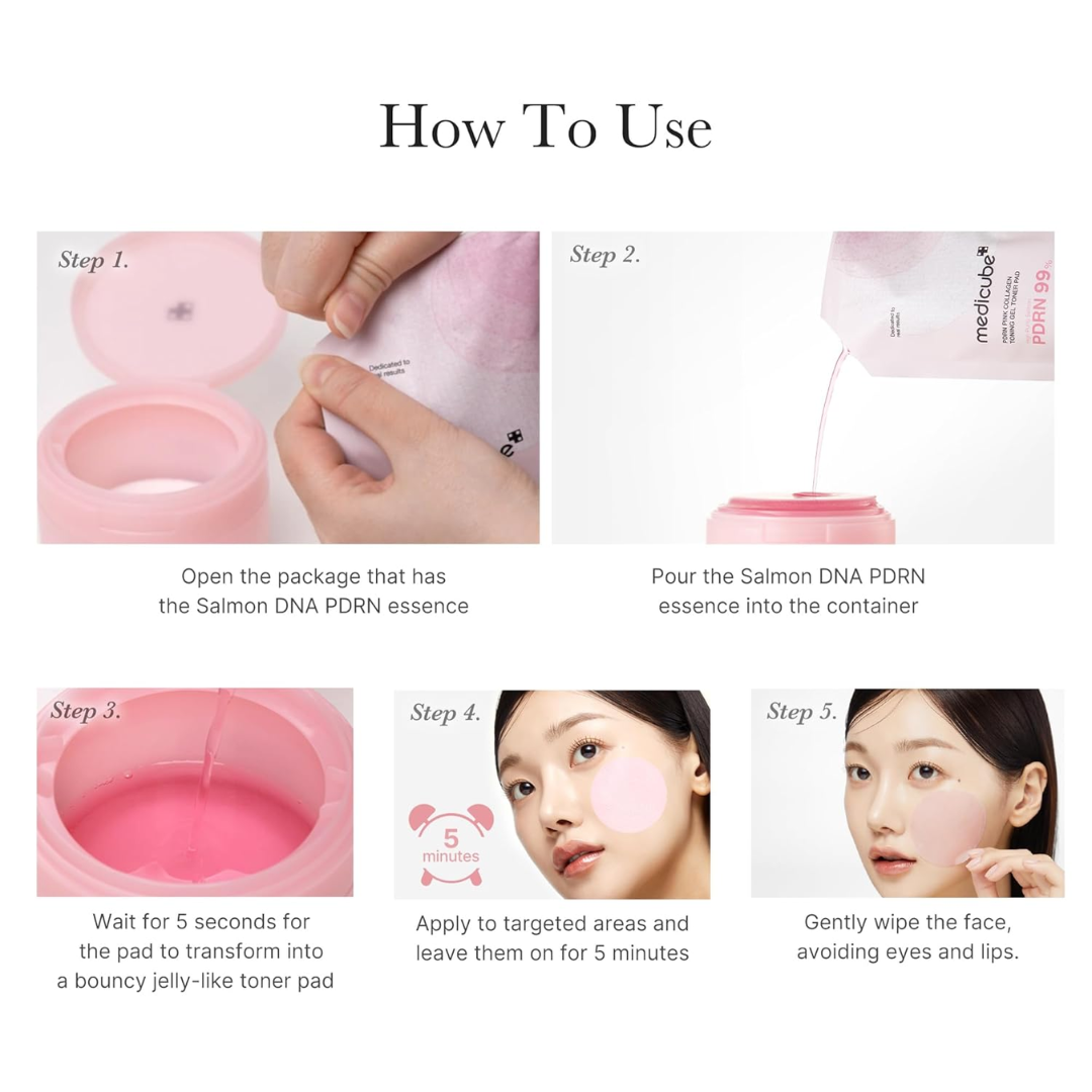 MediCube PDRN Pink Collagen Toning Gel Toner Pad 70pcs 120ml