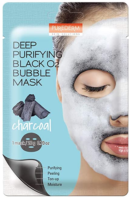 PUREDERM Deep Purifying Black O2 Bubble Mask Charcoal