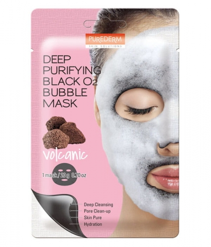 PUREDERM Deep Purifying Black O2 Bubble Mask Volcanic